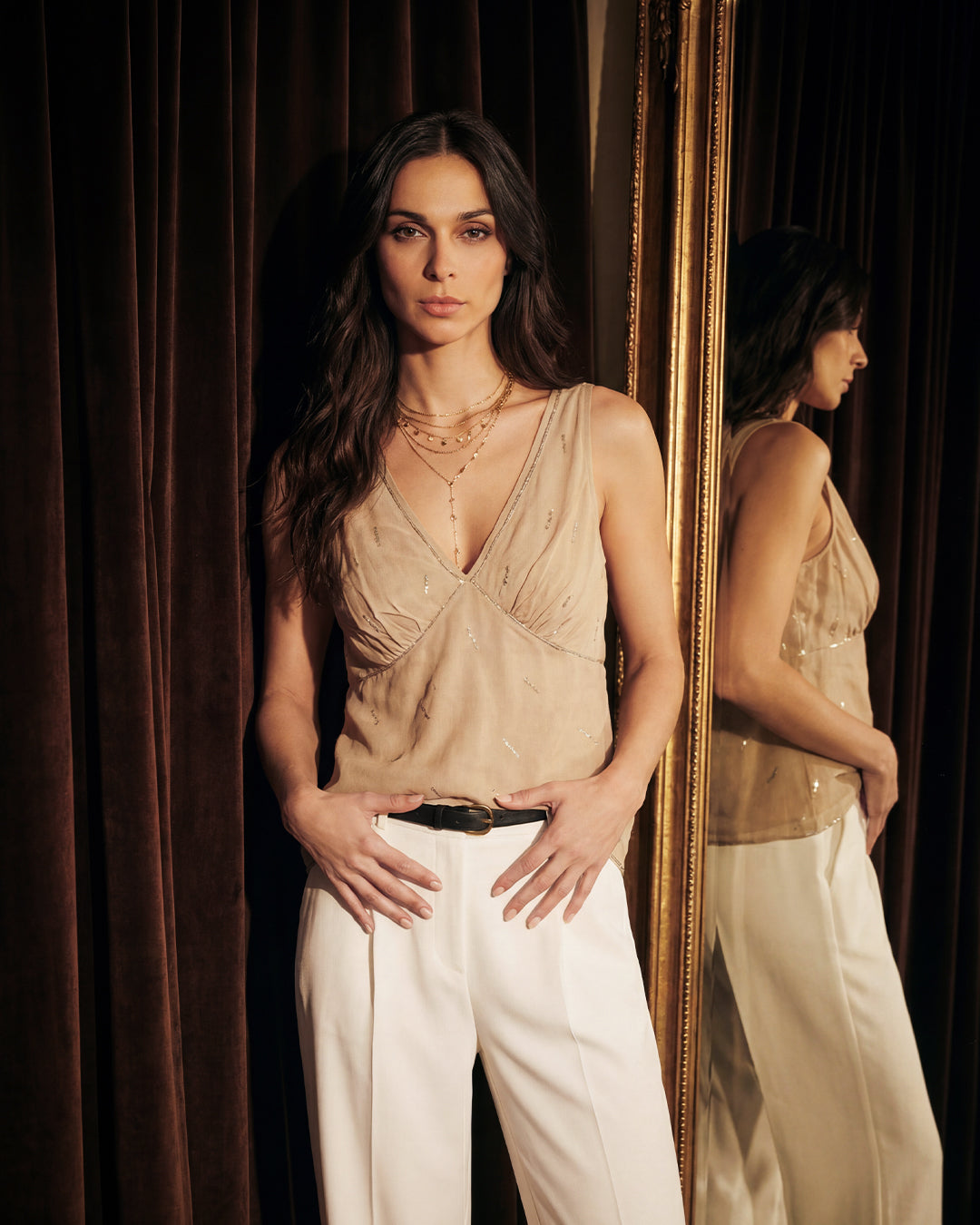 Champagne Trace Slip Top