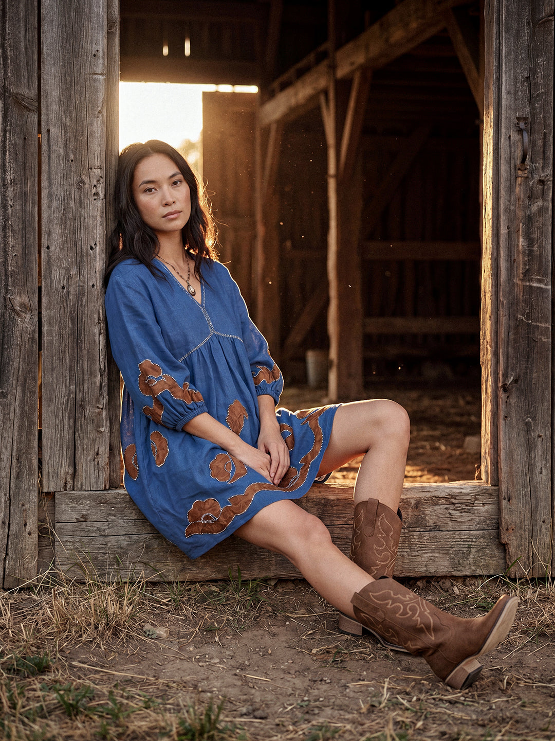 Indigo Ember Gathered Dress
