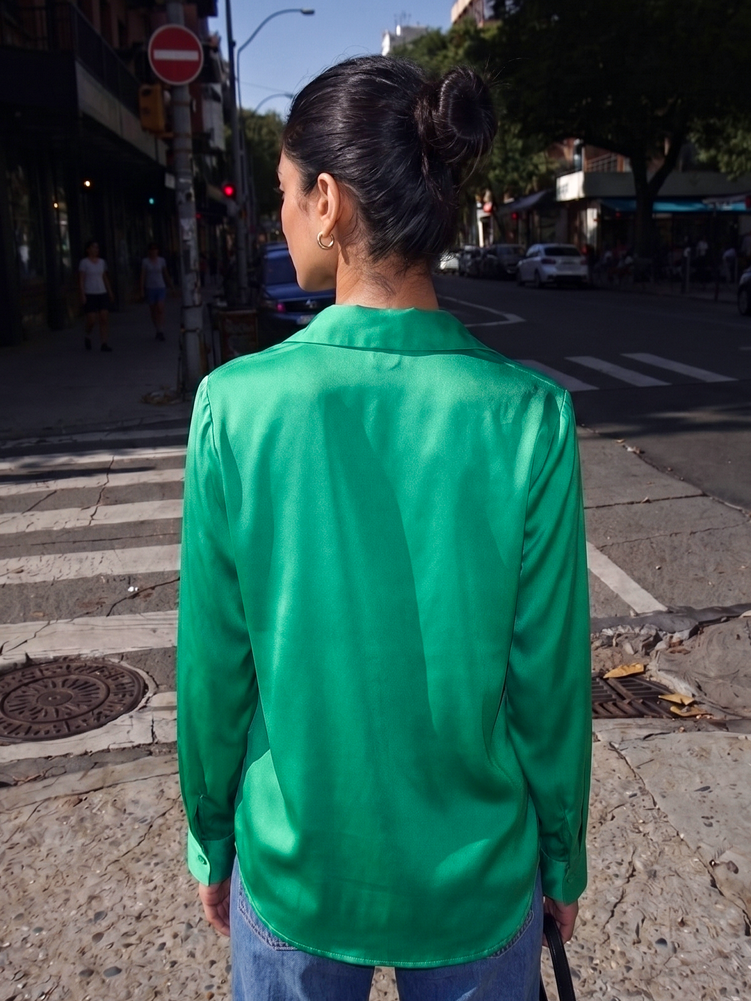 Emerald Luxe Satin Shirt