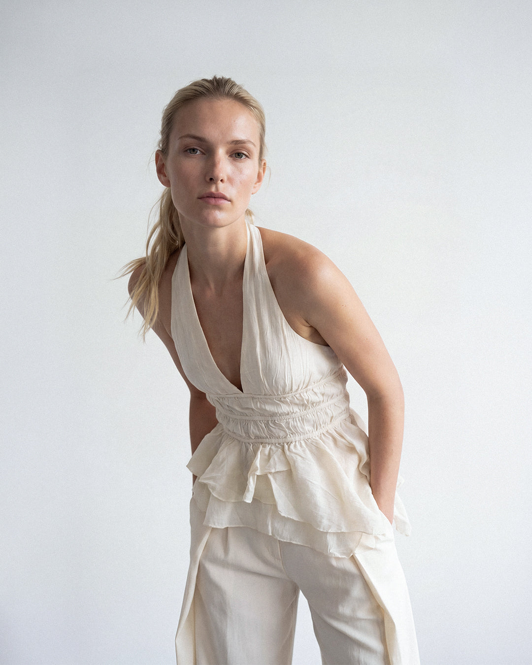 Asymmetrical Swirl Halter Top