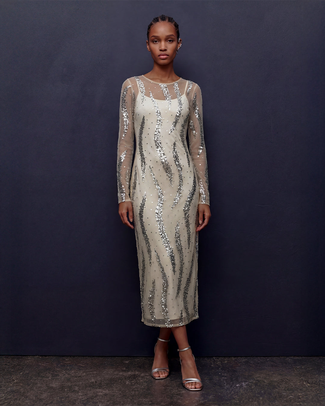 Shimmer Wave Sequin Midi