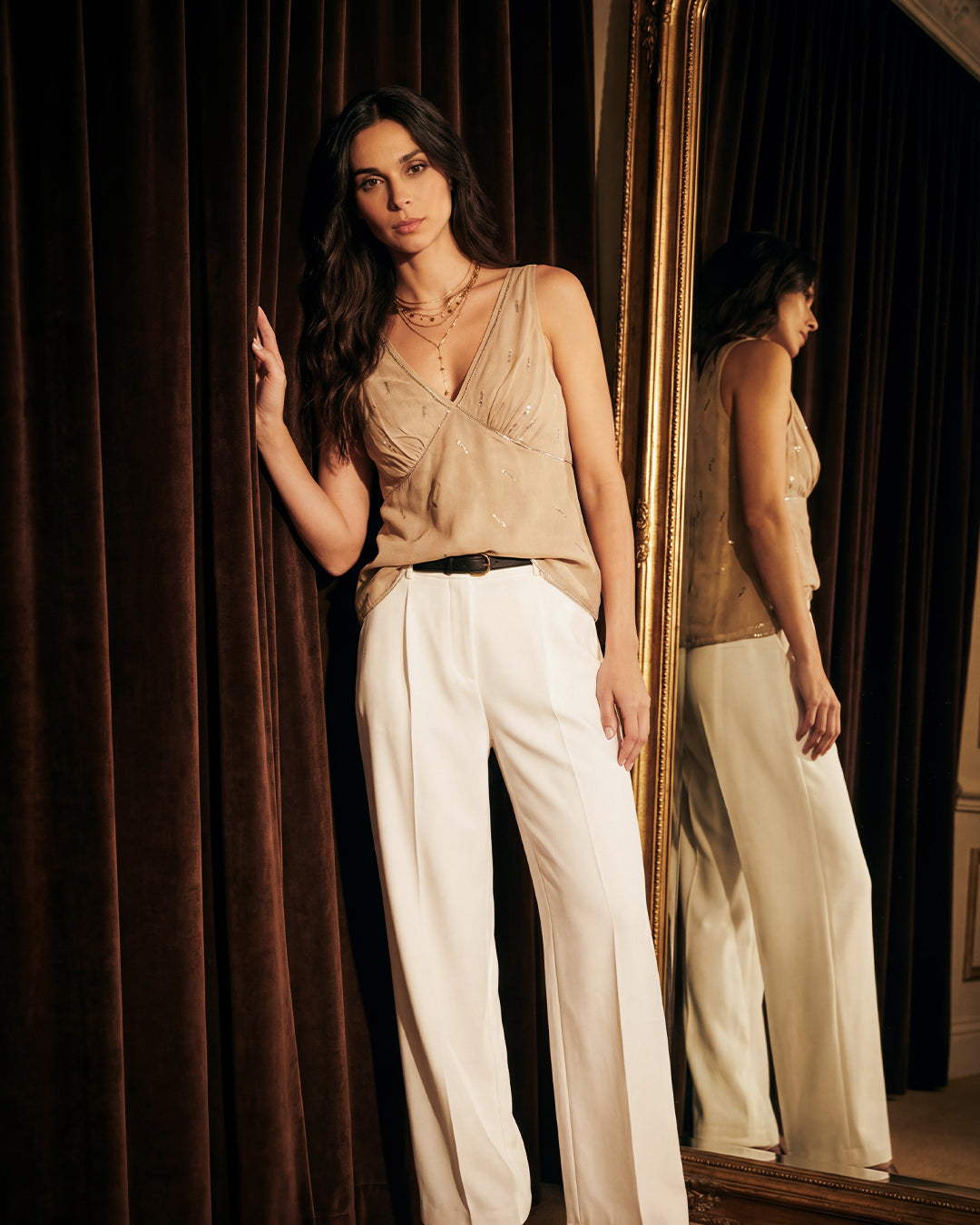 Champagne Trace Slip Top