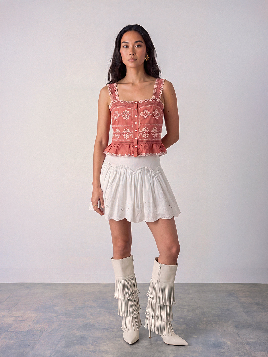 Coral Embroidered Bustier