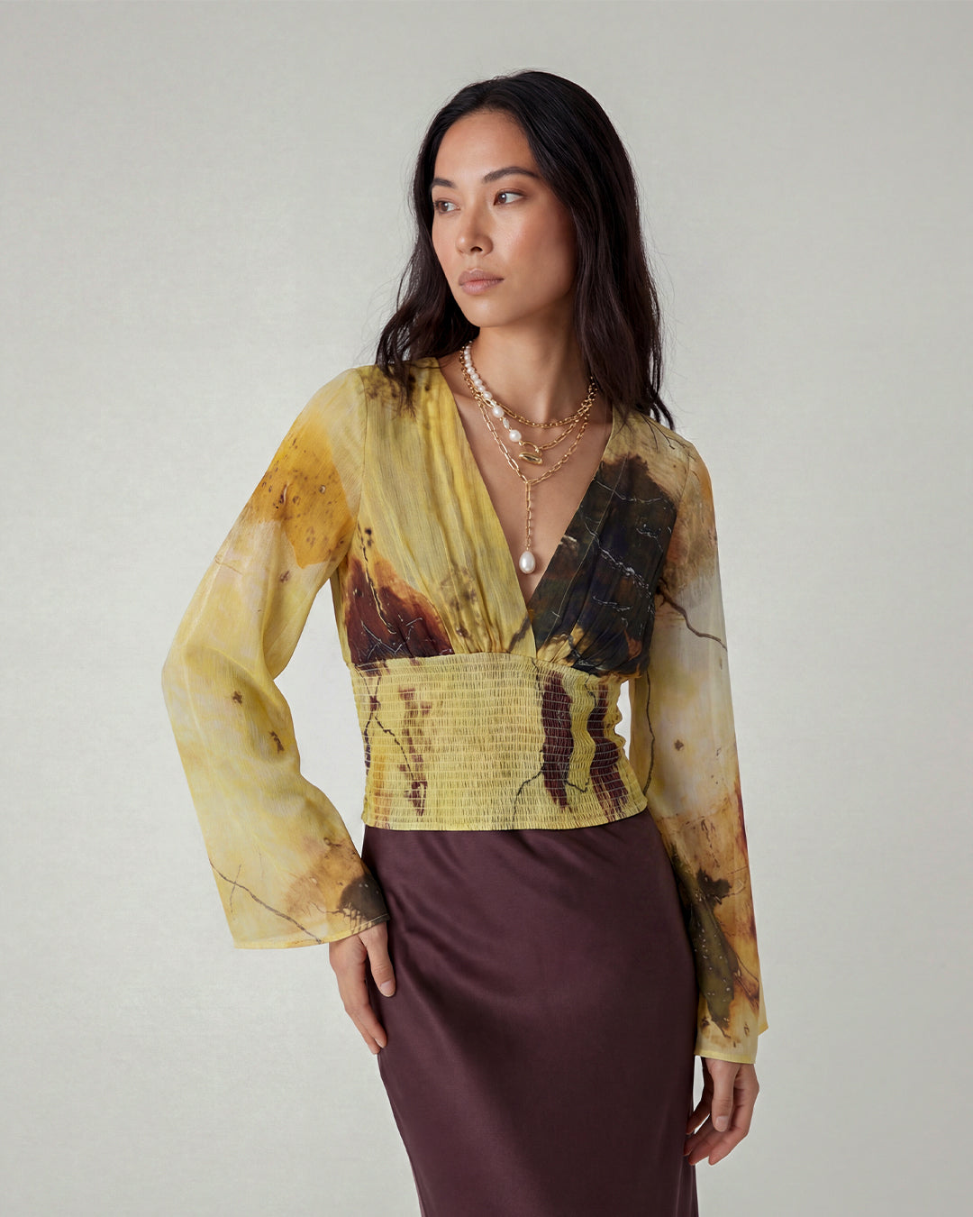 Abstract Ochre Blouse