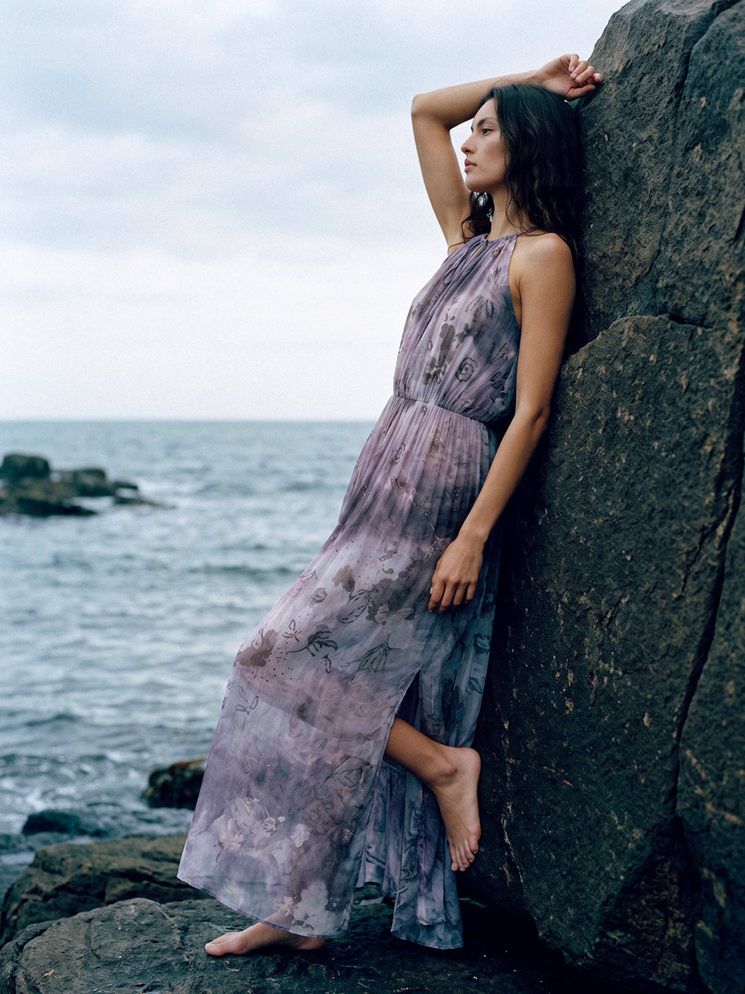 Pleated Halter Maxi Dress