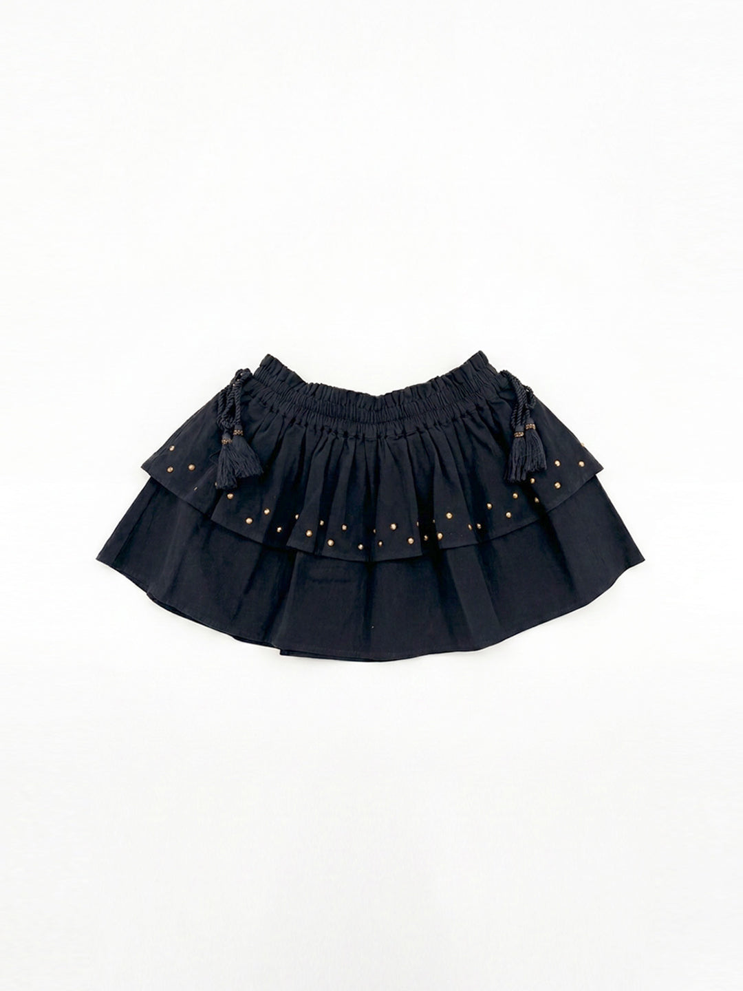 Noir Studded Tiered Skirt