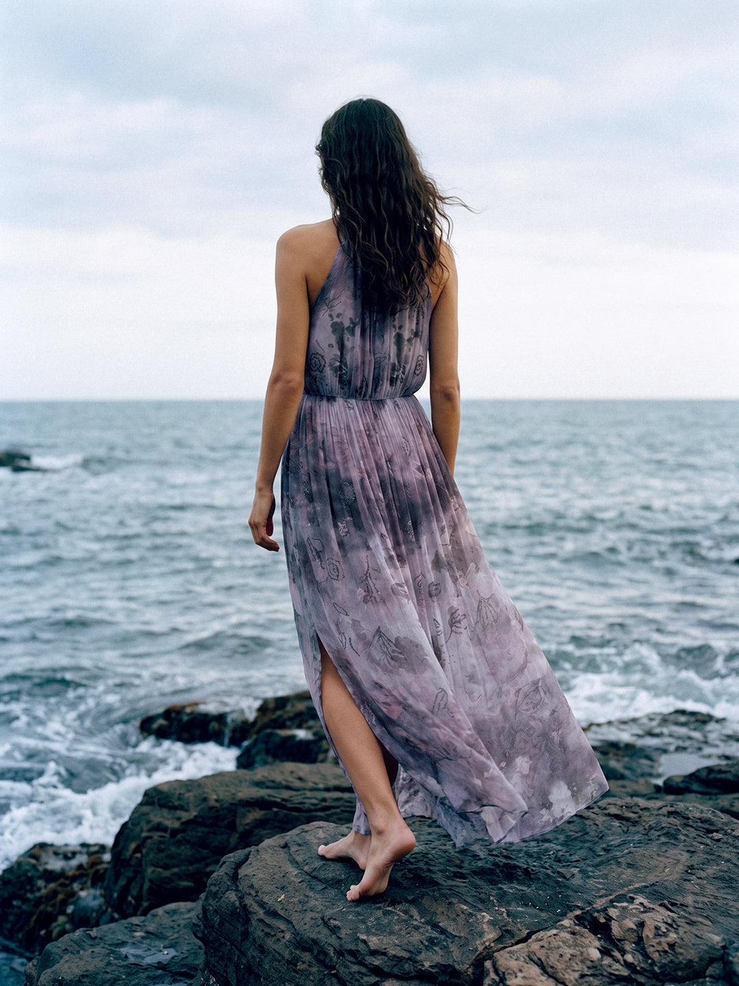Pleated Halter Maxi Dress
