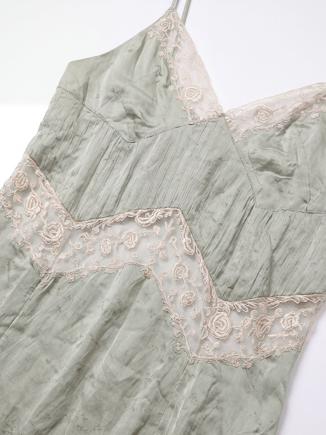 Sage Lace-Trim Maxi Dress