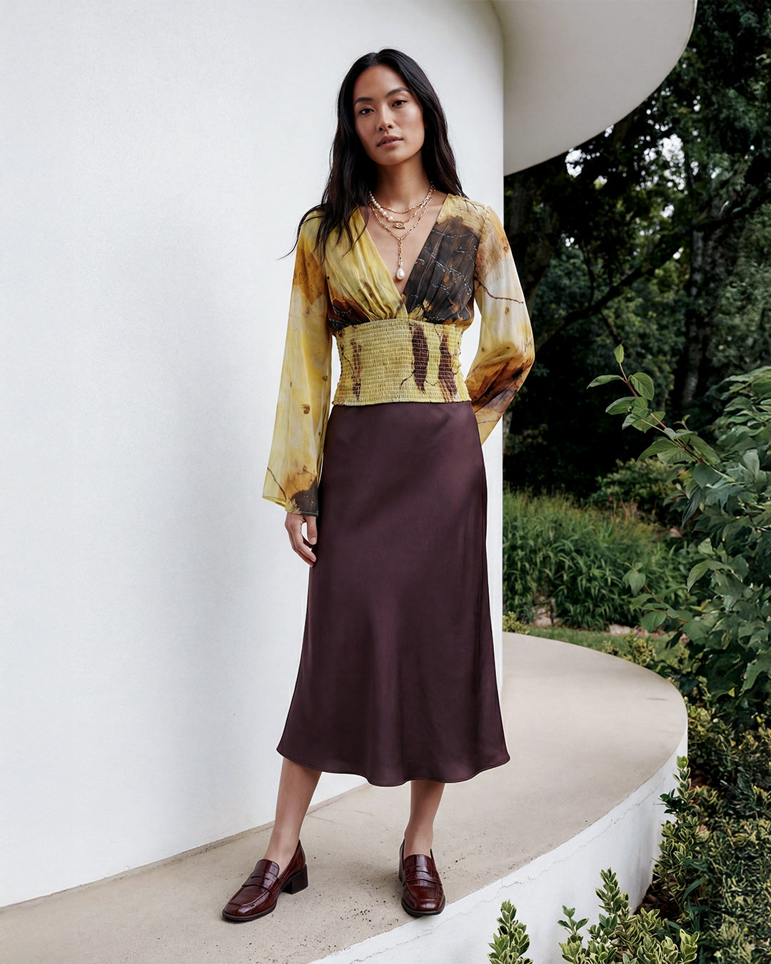 Abstract Ochre Blouse