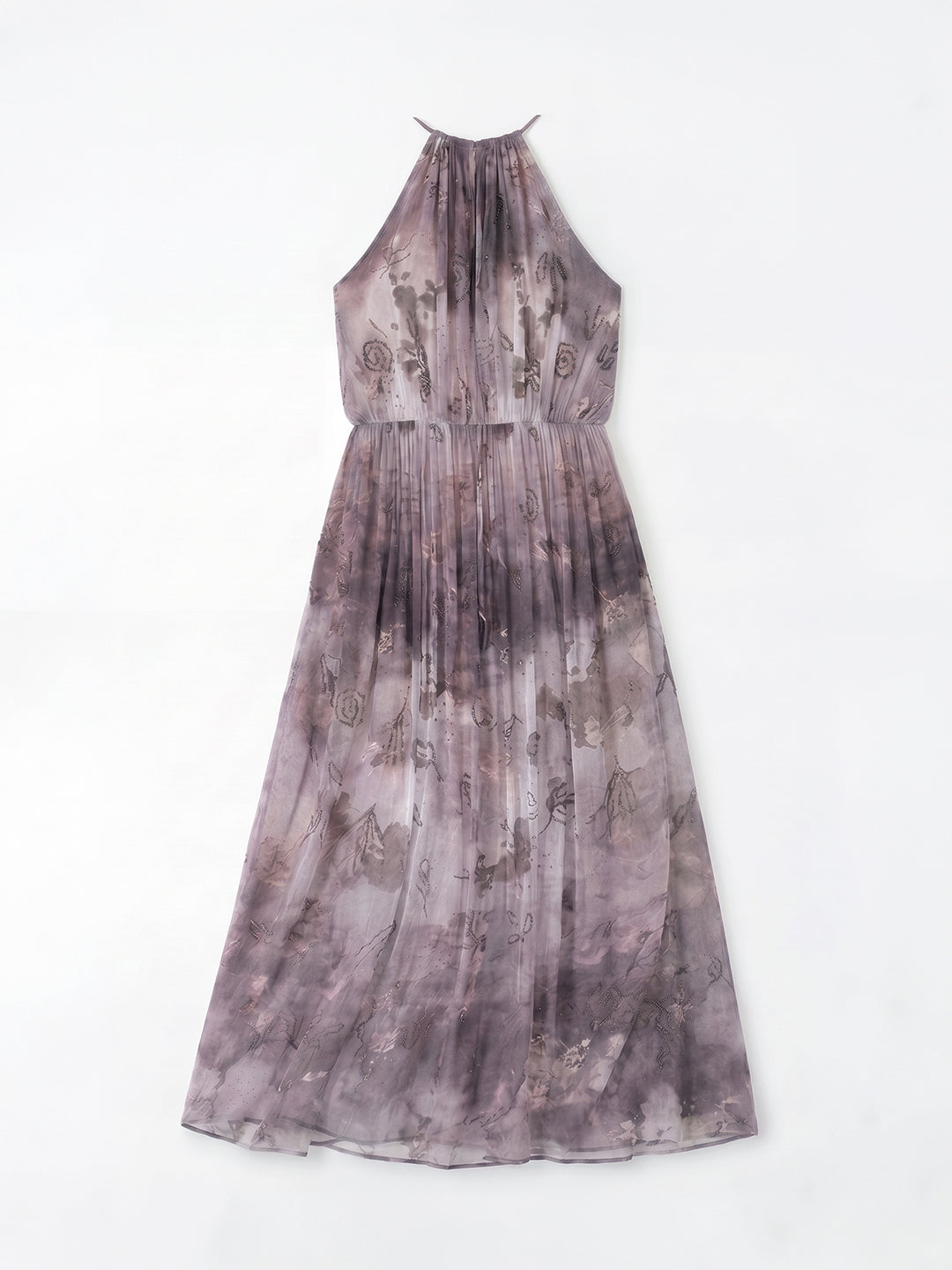 Pleated Halter Maxi Dress