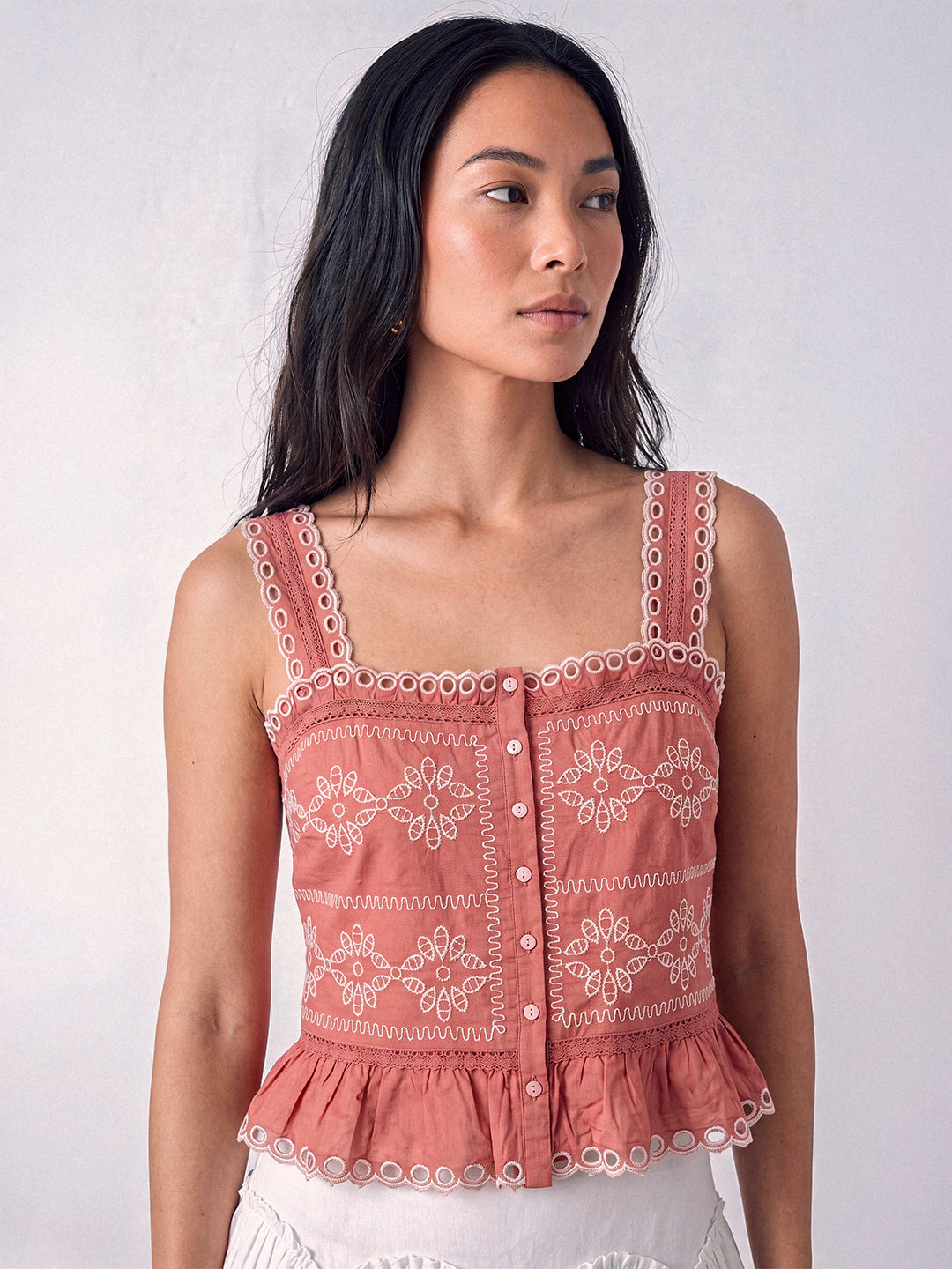 Coral Embroidered Bustier