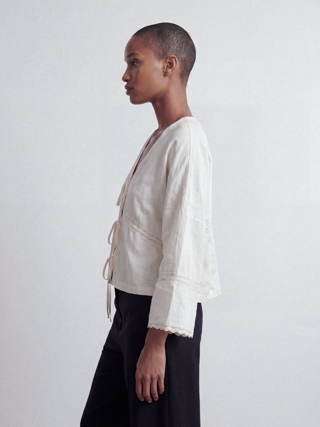 Lace Tie-Up Blouse
