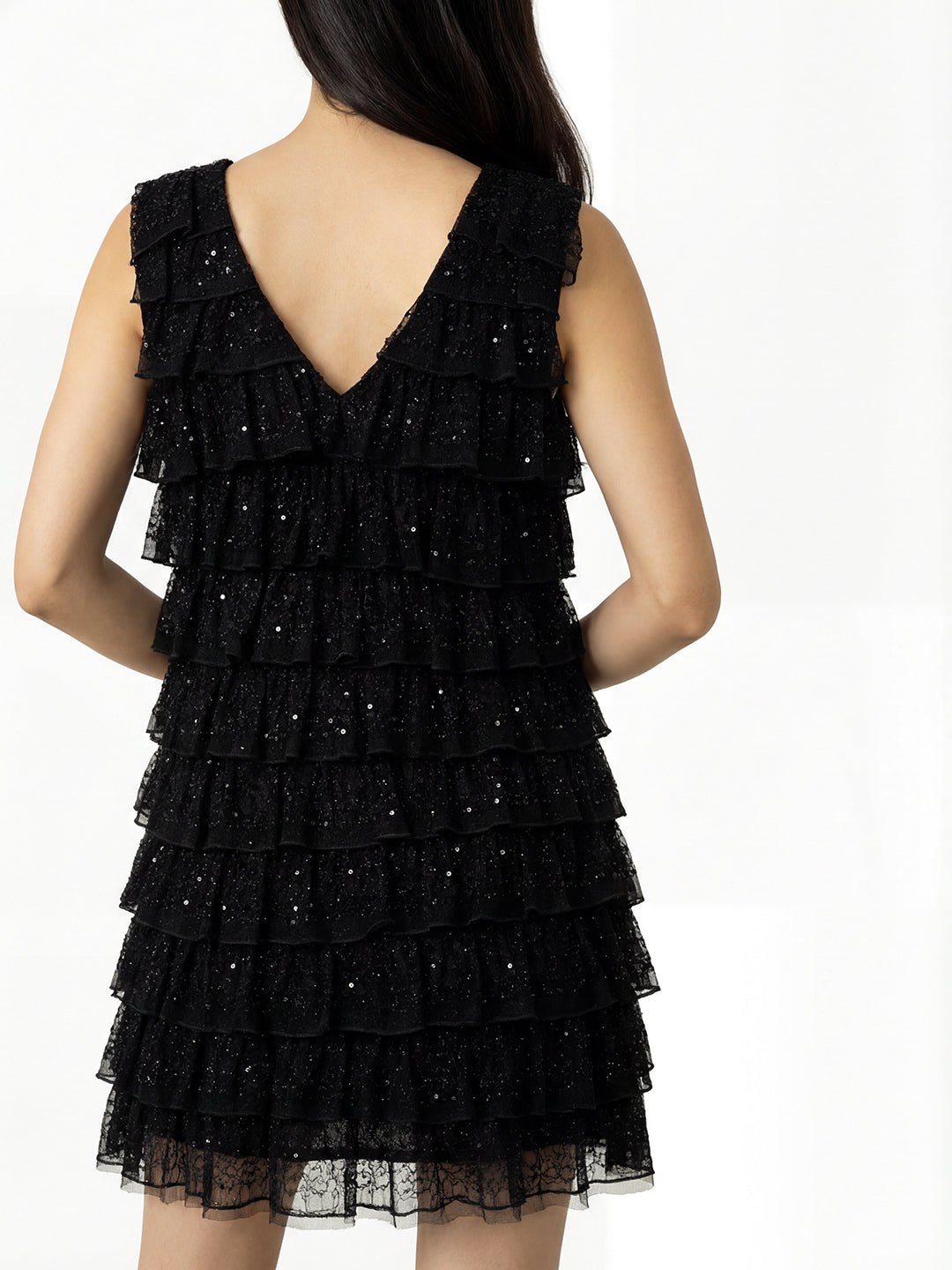 Ruffle V-Neck Mini Dress