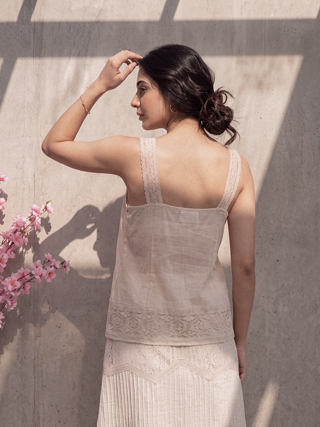Lace-Trim Cotton Camisole Top