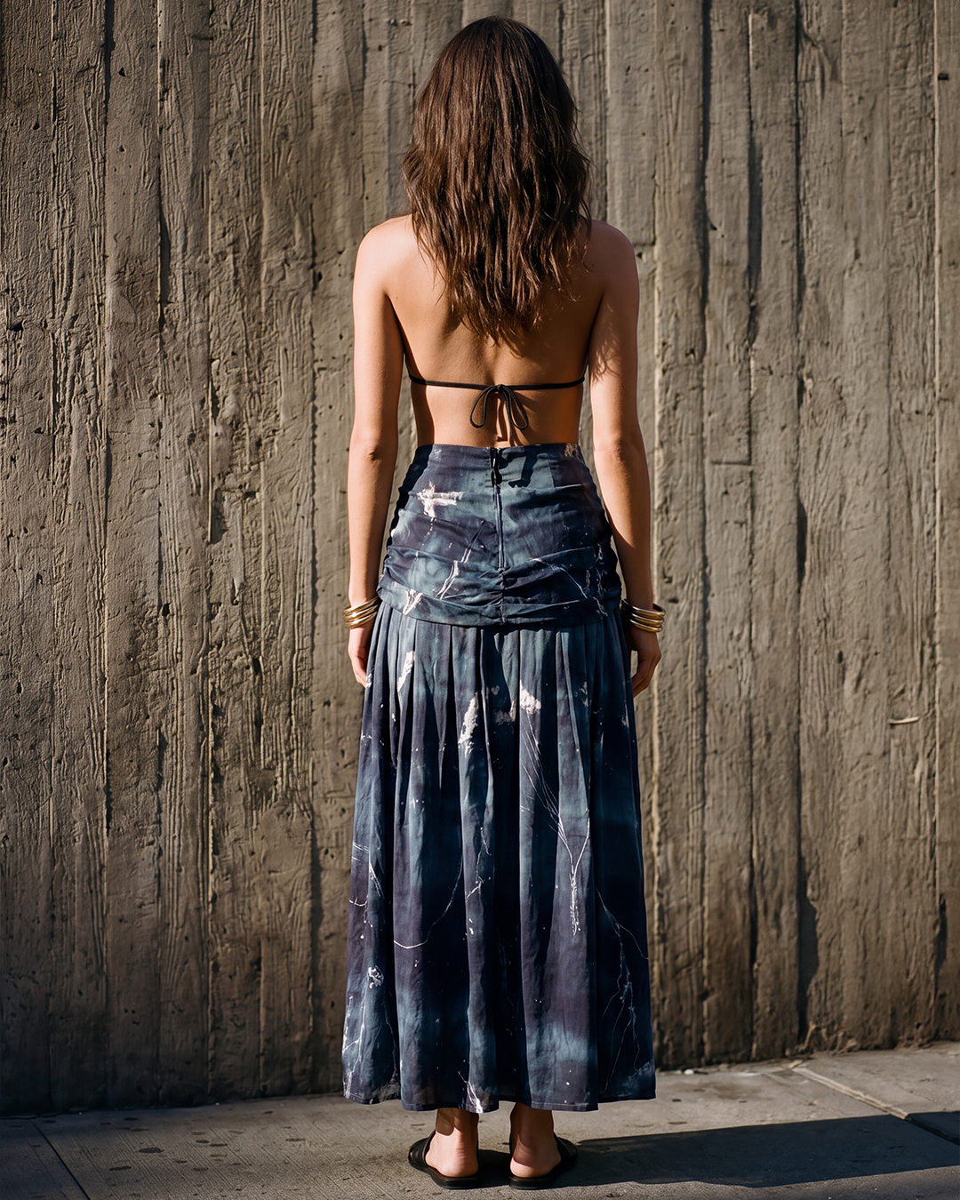 Drift Pleated Skirt (Navy Blue)