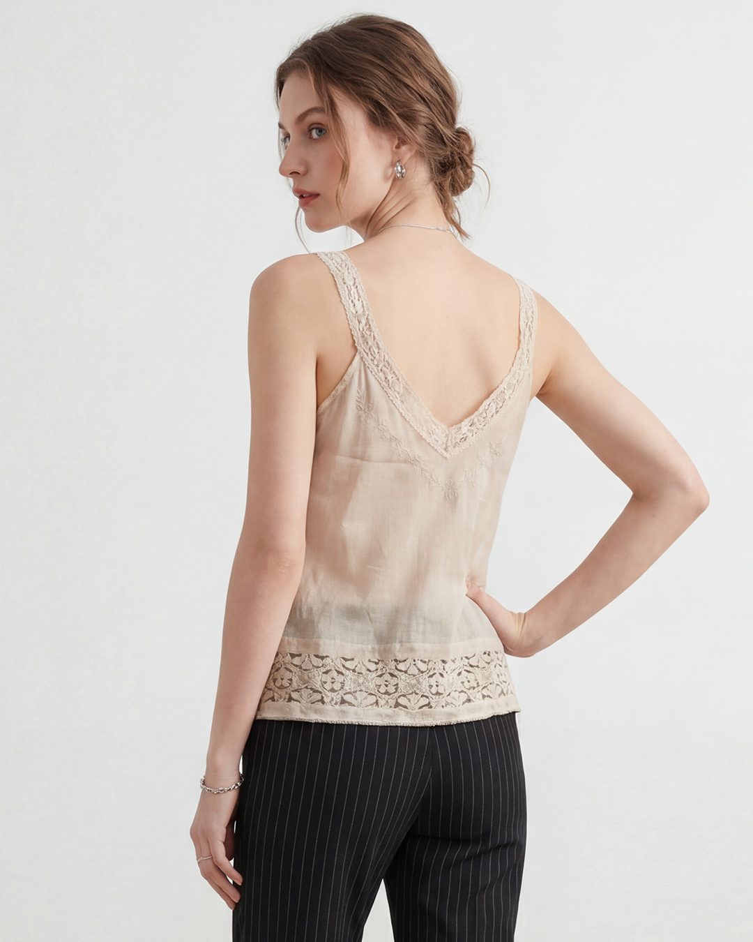 Lace-Trim Cotton Camisole Top