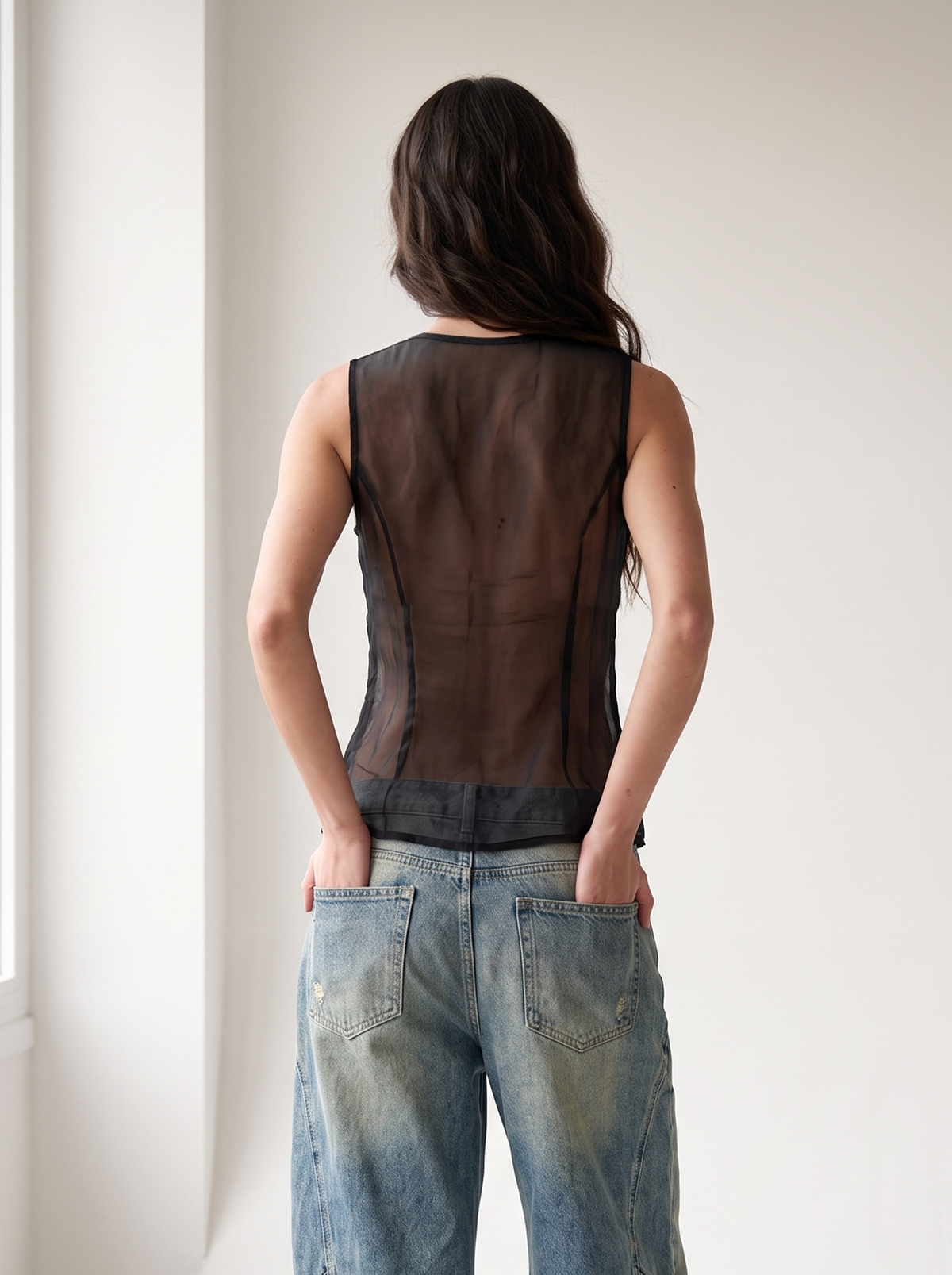 Embellished Plunge Neck Blouse