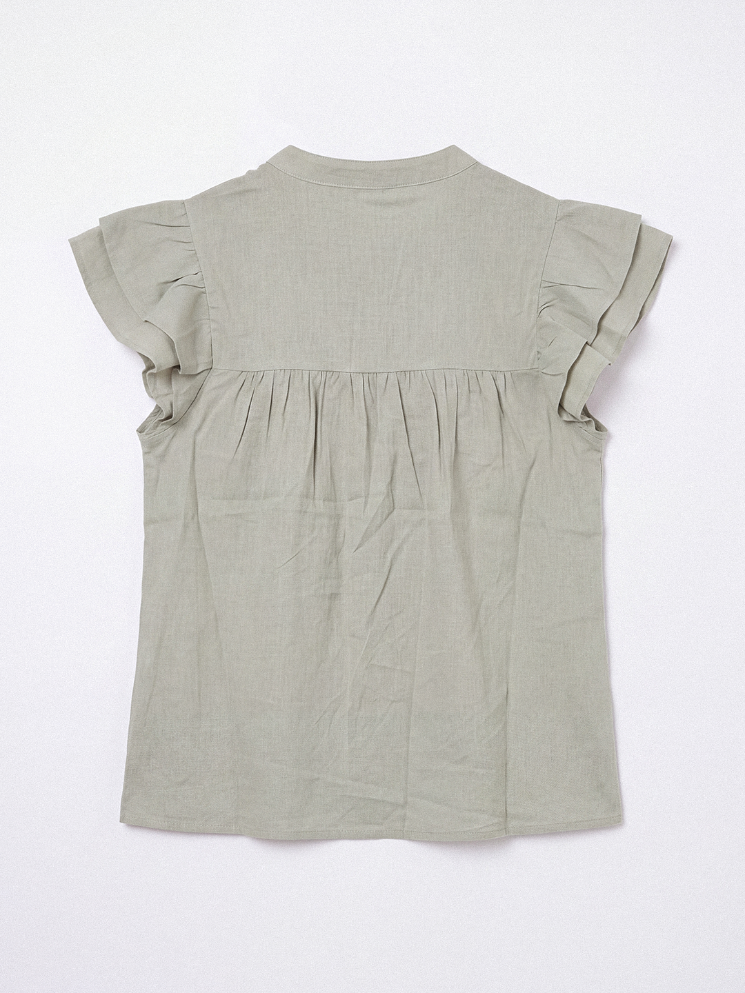 Schiffli Flutter Sleeve Top (Dusty Sage)