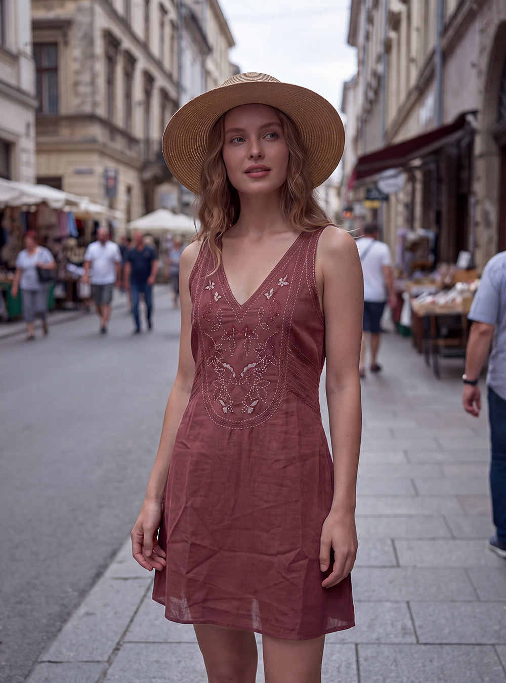Boho Embroidered Mini Dress