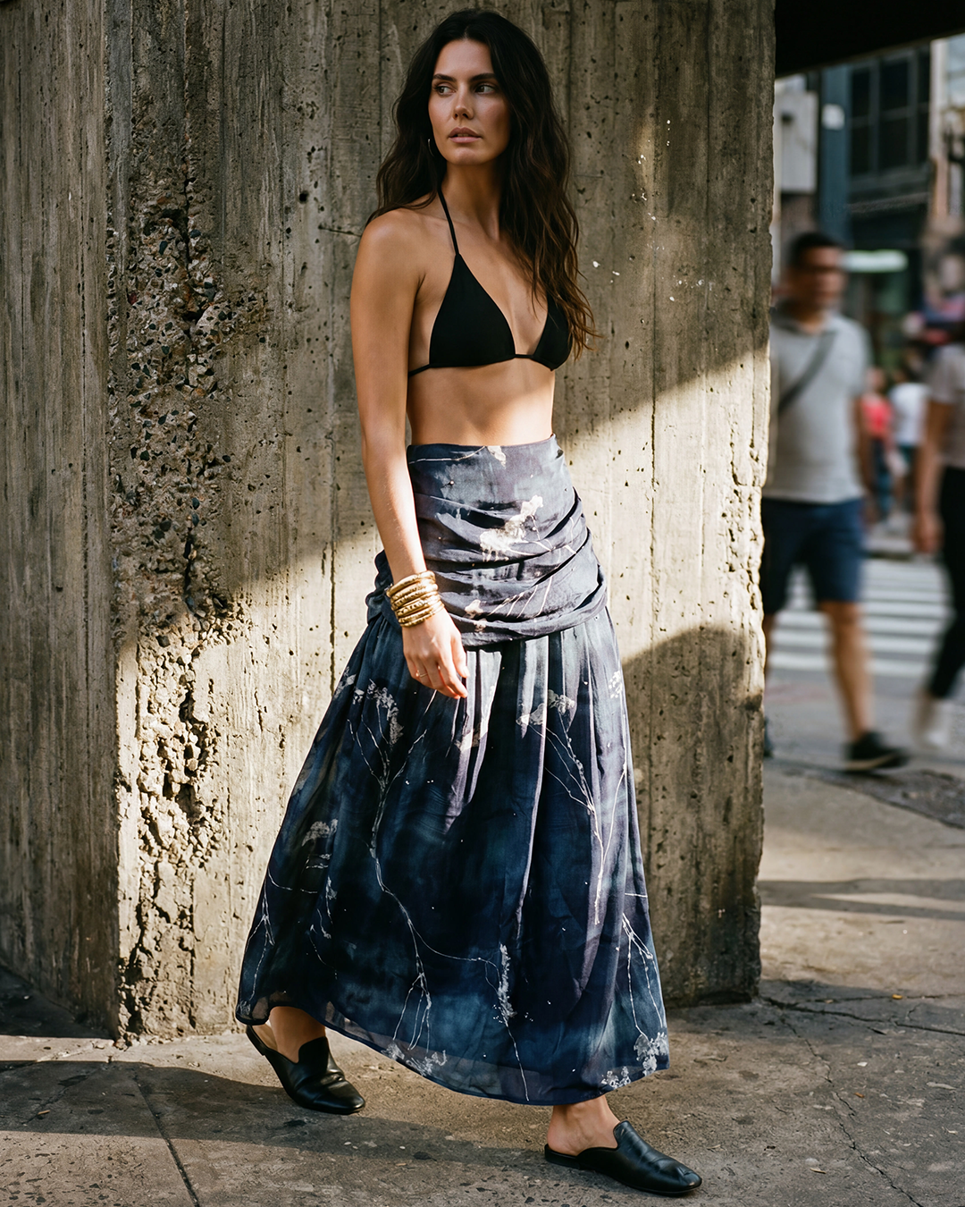 Drift Pleated Skirt (Navy Blue)