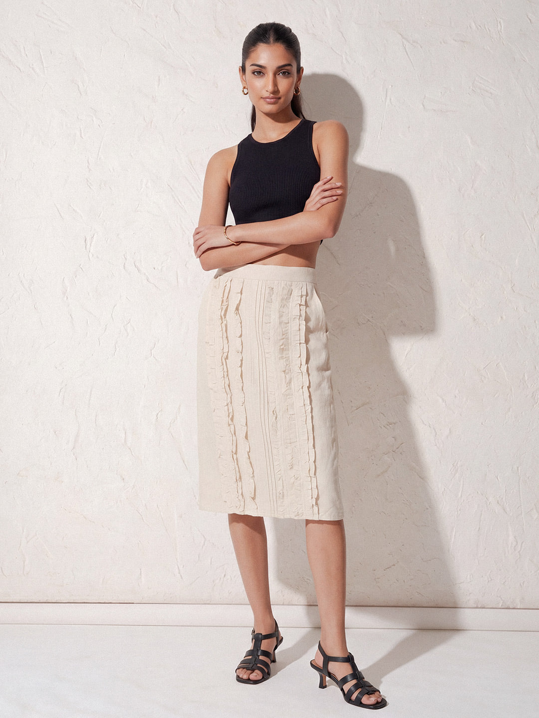Ecru Heritage Panel Skirt