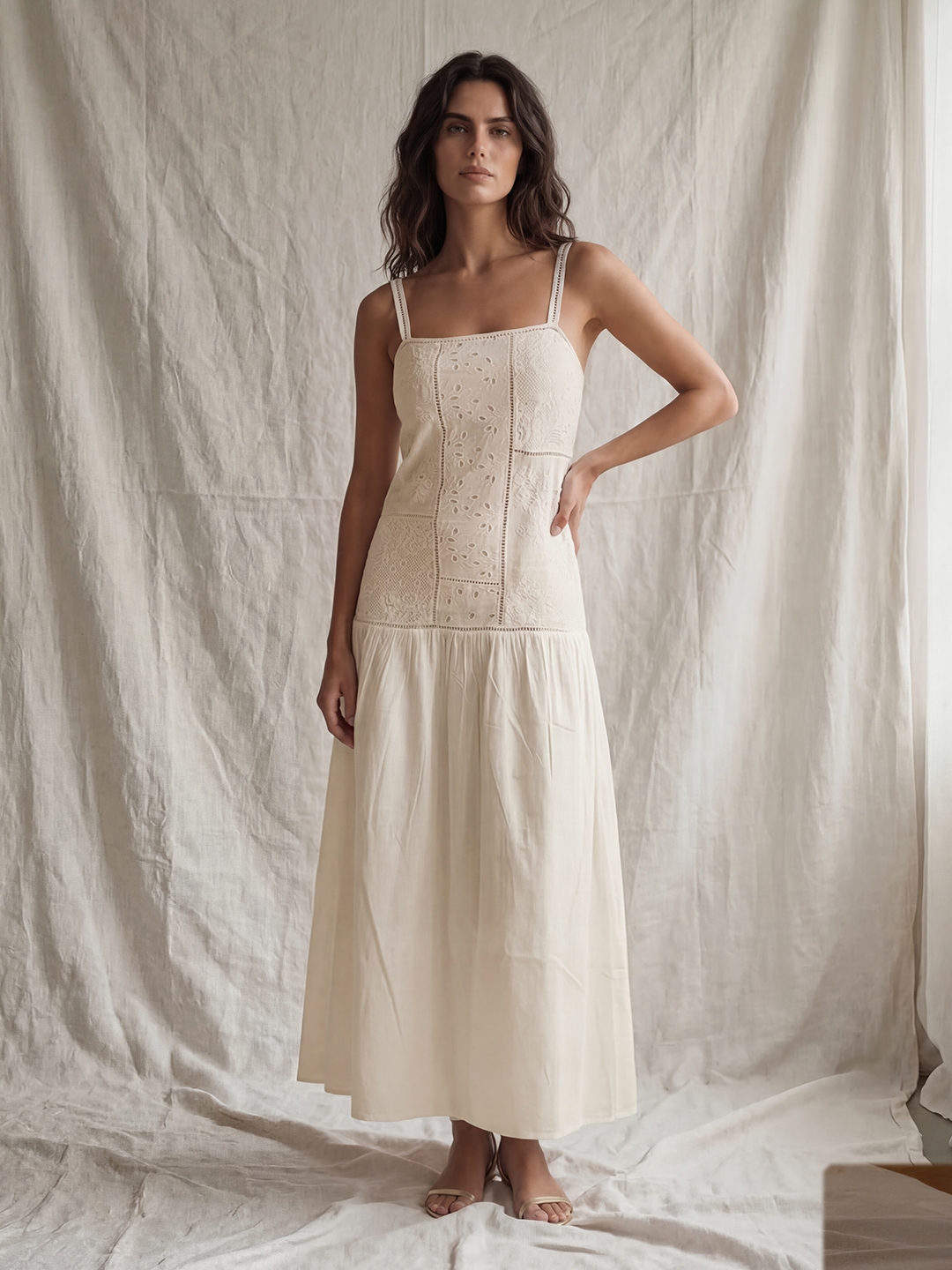 Patchwork Eyelet Maxi