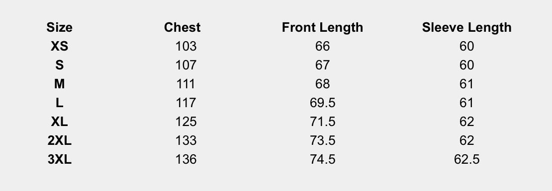 Size chart (centimeters) for Ikat Blouse (Deep Petrol)