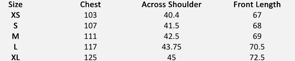 Size chart (centimeters) for Flora Bloom Henley (Mulberry Red)