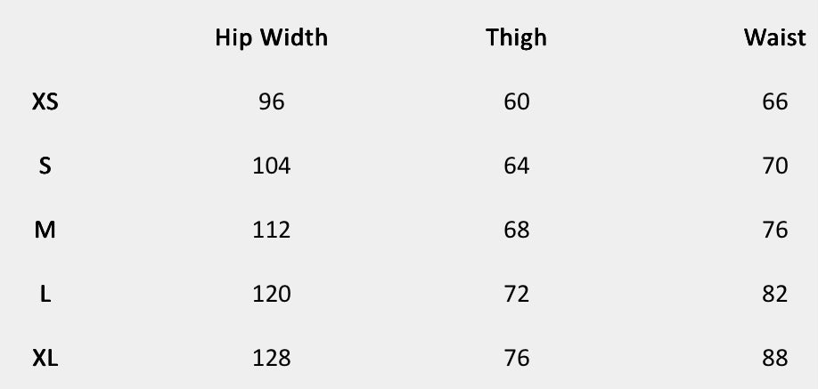 Size chart (centimeters) for Frostline Embellished Shorts (Yellow)