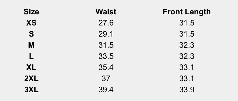 Size chart (inches) for Button-Front Zebra Print Skirt
