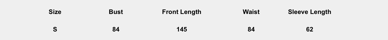 Size chart (centimeters) for Ink Bloom-Burst Maxi