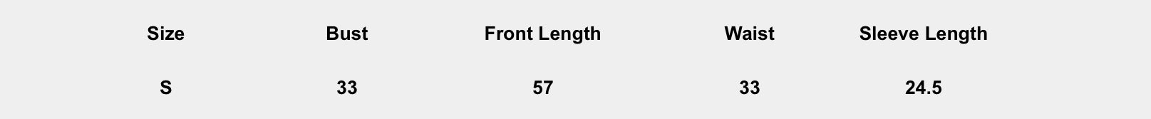 Size chart (inches) for Ink Bloom-Burst Maxi