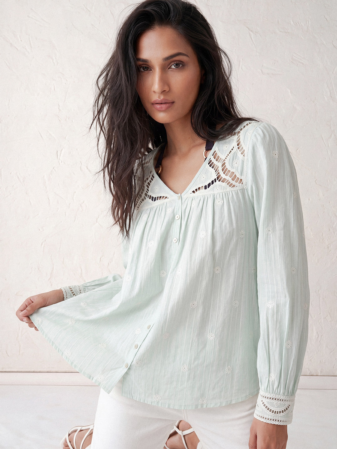 Textured Embroidered Shirt