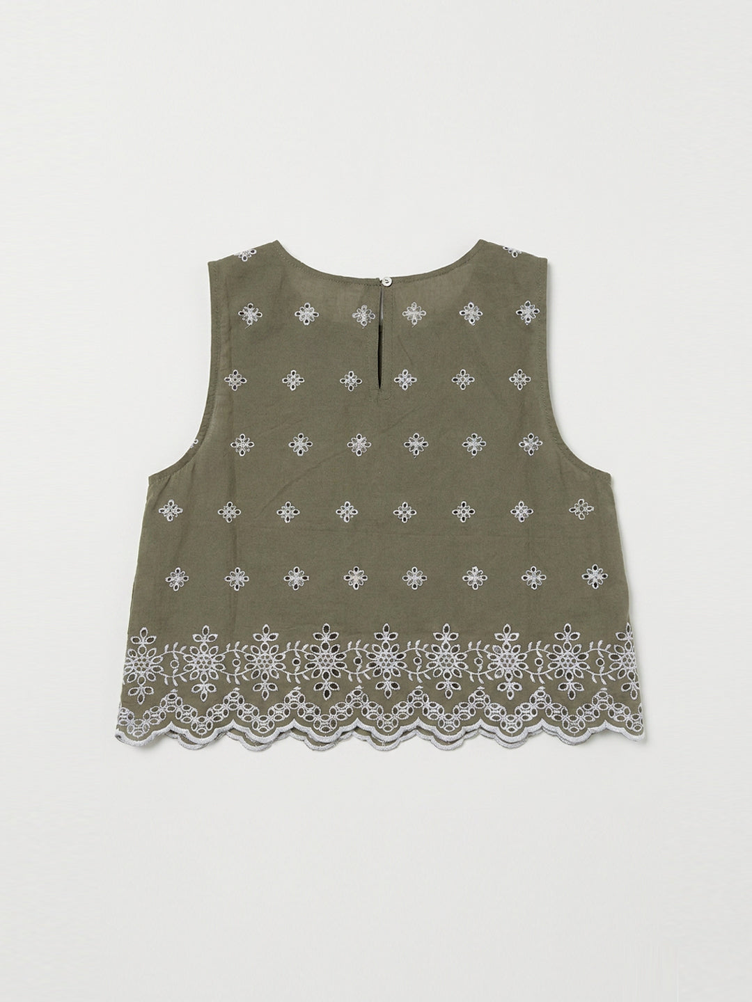 Olive Bloom Embroidered Top