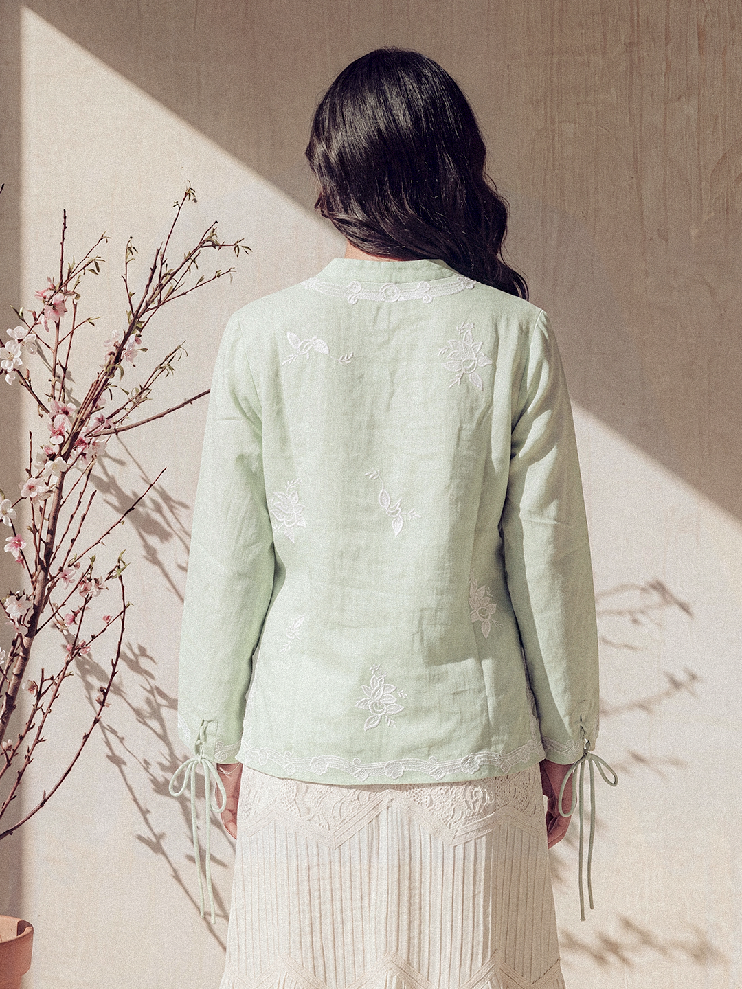 Sage Bloom Embroidered Top