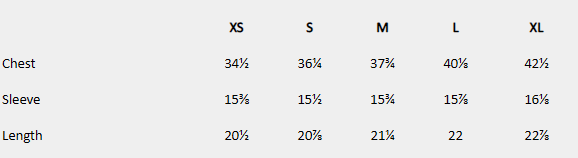 Size chart (inches) for Pastel Pleated Blouse