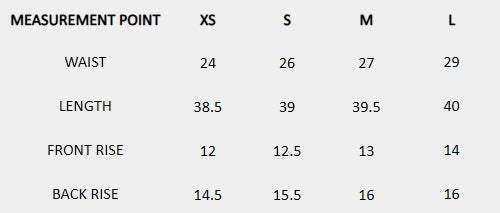 Size chart (inches) for Brown Wide Trousers