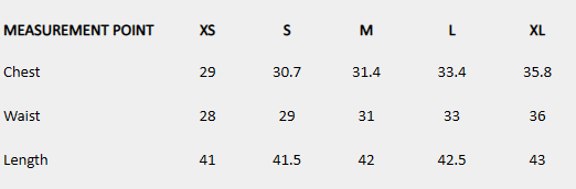 Size chart (inches) for Checked Slip Midi Dress