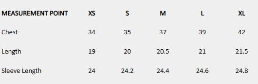 Size chart (inches) for Textured Button Blouse