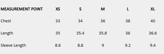 Size chart (inches) for Embroidered lace-up dress