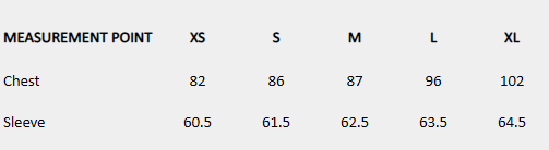Size chart (centimeters) for Vintage Ruffle Blouse