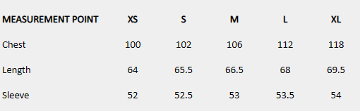 Size chart (centimeters) for Embroidered Hem Top