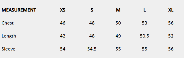 Size chart (centimeters) for Bell Sleeve Ruffle Top