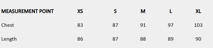 Size chart (centimeters) for Embroidered V-Neck Mini Dress