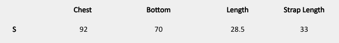 Size chart (centimeters) for Rosaline Sequin Top