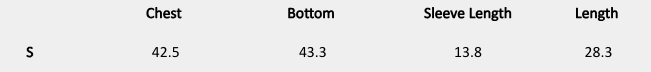 Size chart (inches) for Aster Handwork Cotton Shrug