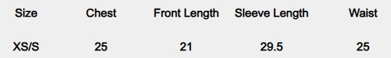 Size chart (inches) for Abstract Ochre Blouse