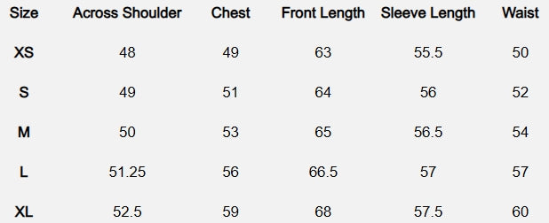 Size chart (centimeters) for White Embellished Shirt
