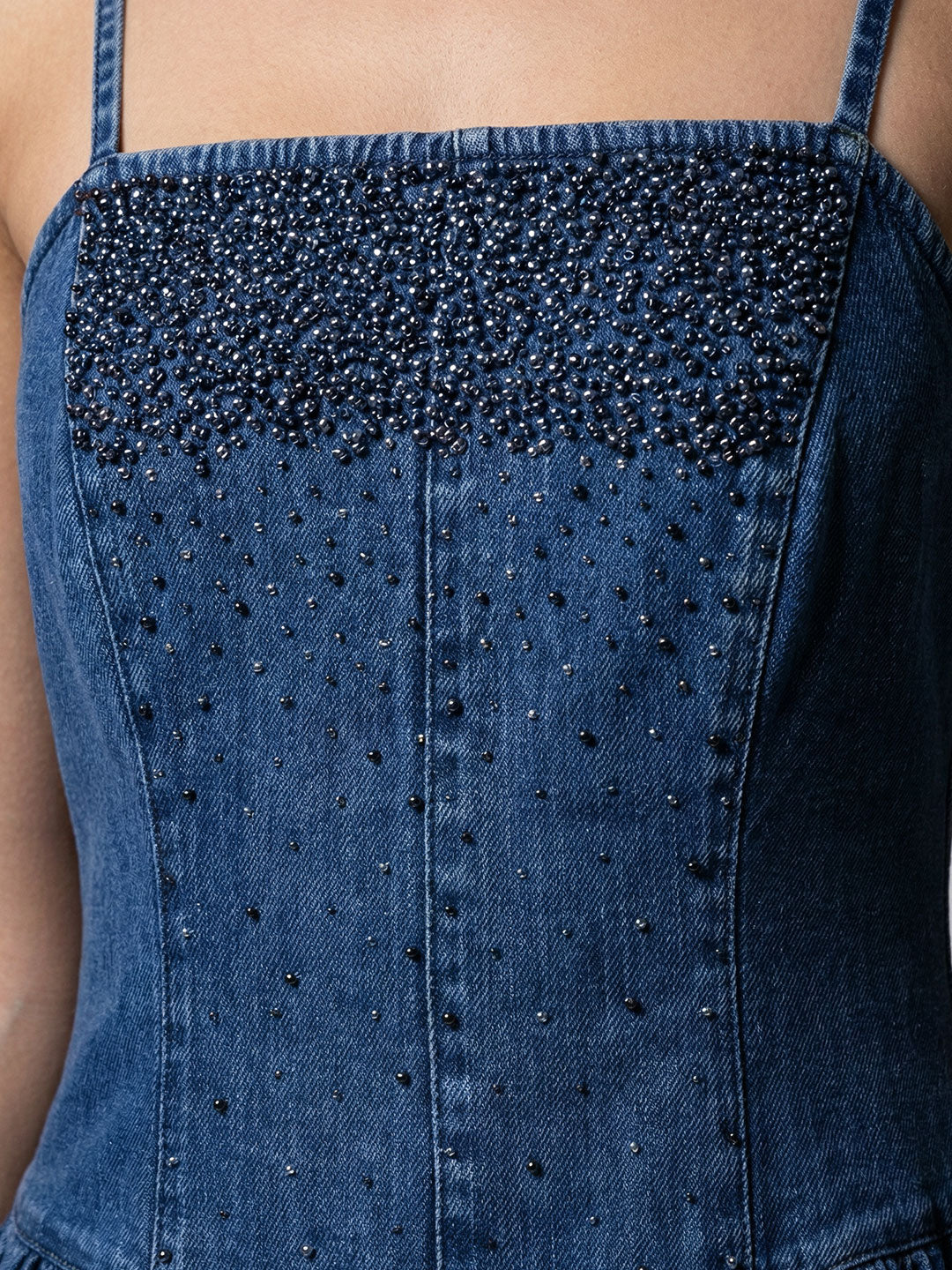 Midi dress with beaded bodice