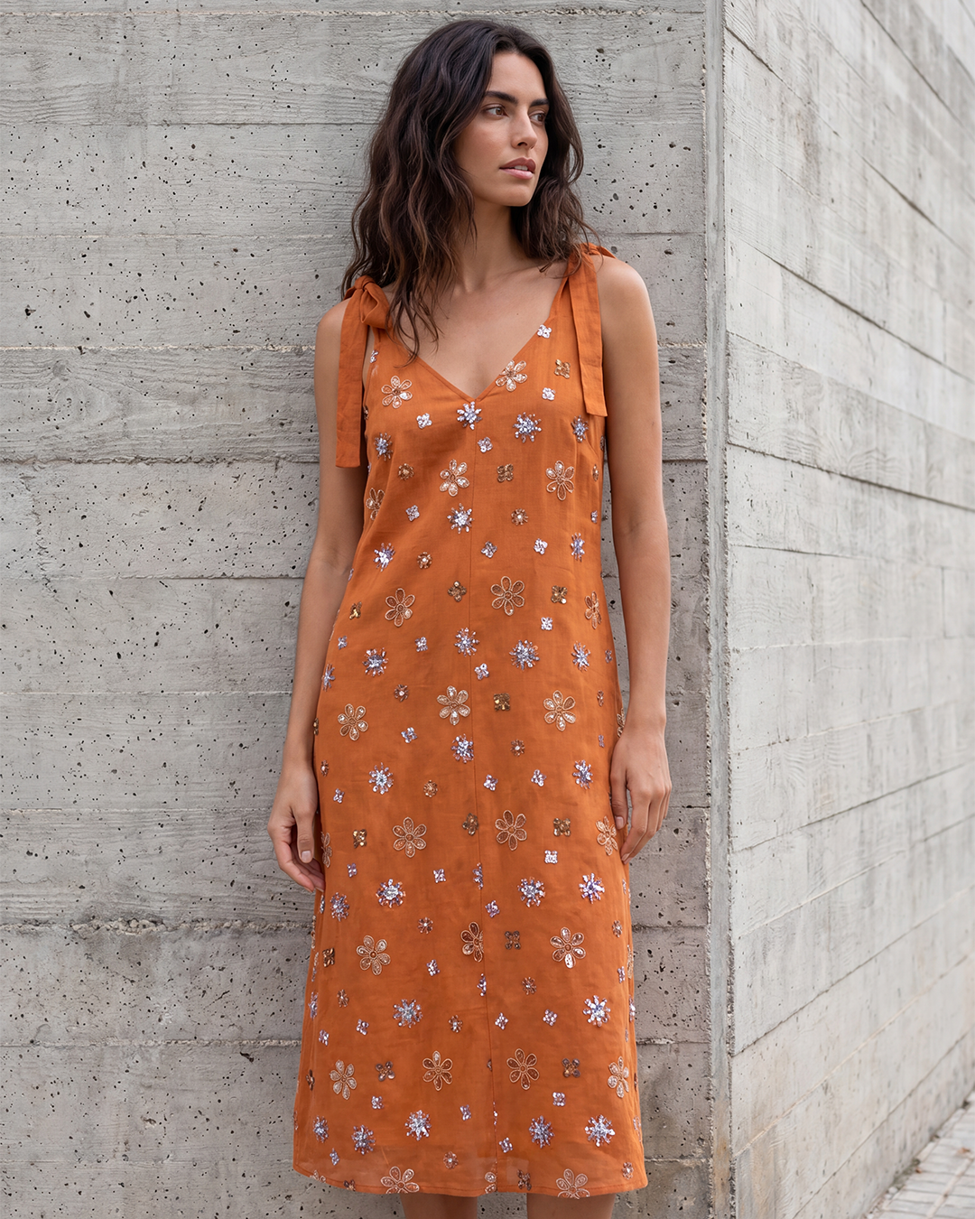Floral Embellished Midi Dress